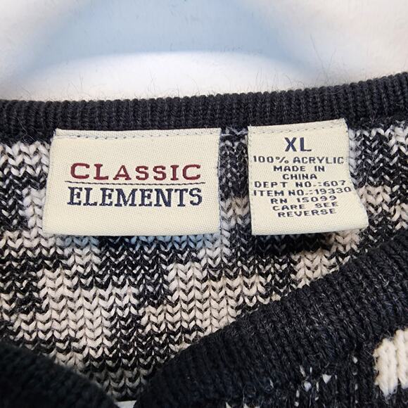 Vintage Houndstooth Cardigan Sweater Size XL Black White Gold Buttons Academia - Picture 8 of 8